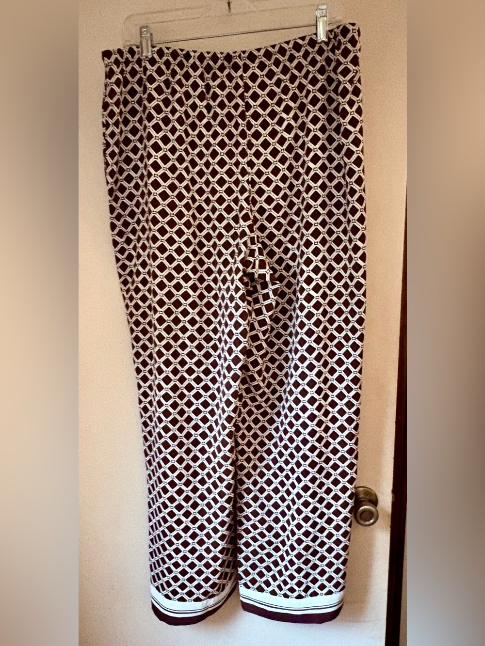 NWT Abercrombie & Fitch Wide Leg Pull-on Pants Brown Ivory sz L - Picture 6 of 14